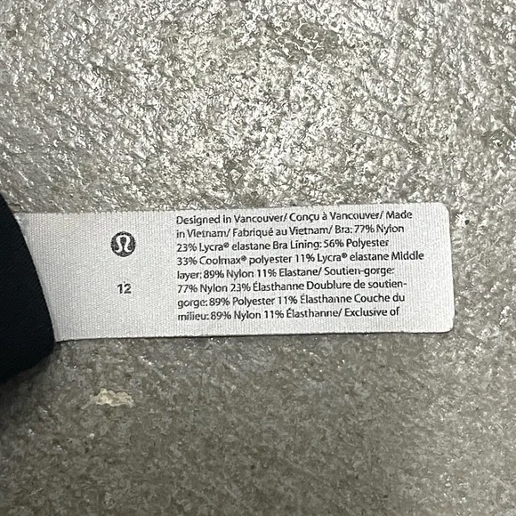Women’s Lululemon Energy Black Sports Bra Sz 12 training gym workout pilates - Picture 7 of 9